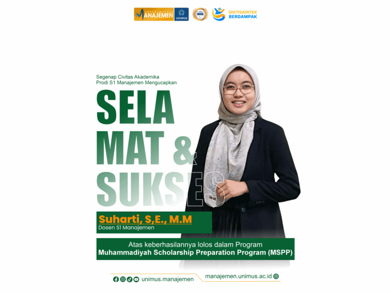 Dosen Manajemen UNIMUS Lolos Program Bergengsi Muhammadiyah Scholarship Preparation Program (MSPP)